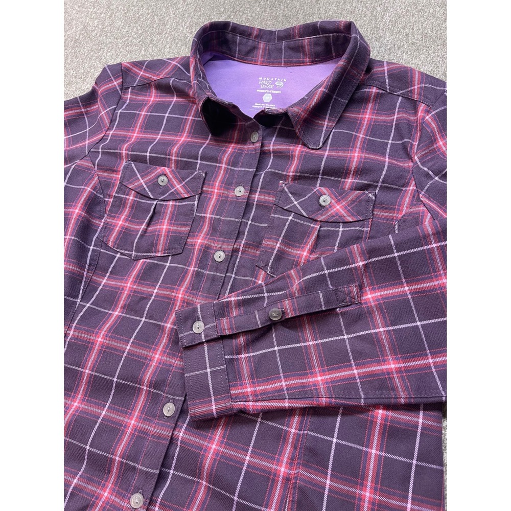 Mountain Hardwear Womens Plaid Button Down Flannel Shirt Size 10 Camping Outdoor